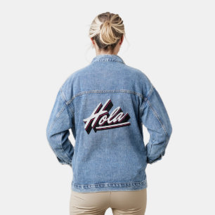 Veste En Jean Design de texte Hola