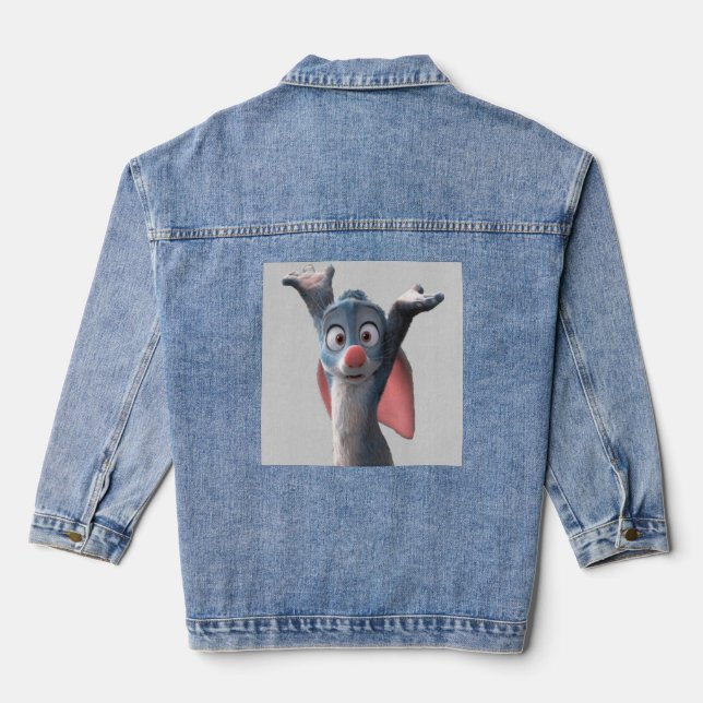 Veste En Jean Dessin animé de lapin choqué (Verso)