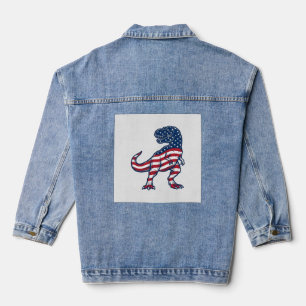Veste En Jean Dessin de dinosaure T-Rex patriotique drapeau amér