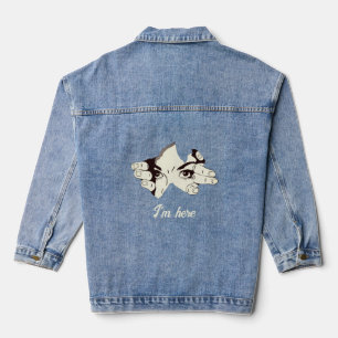 Veste En Jean dessin de l'oeil et de la main humains