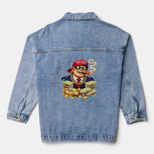 Veste En Jean Dessin satirique d'un milliardaire MAGA — Art Pop