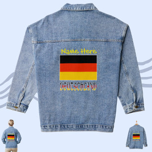 Veste En Jean Deutschland Drapeau Allemand Personnalisation Jaun