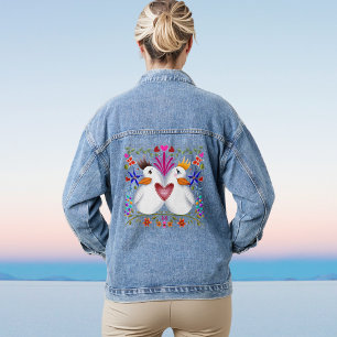 Veste En Jean Deux coeurs inséparables fleurs Valentines Jour co