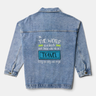 Veste En Jean Devis Voyage World Traveler mignon Vacances avion