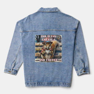 Veste En Jean DIEU BÉNÉFICIE DE L'AMÉRIQUE ET DU CAFÉ L'Écureuil
