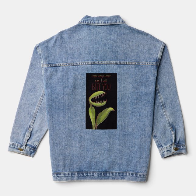 Veste En Jean Dioïde de Vénus drôle avec message d'avertissement (Verso)