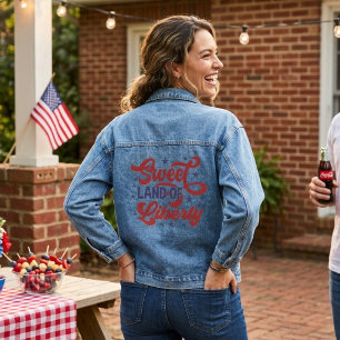 Veste En Jean Douce Terre de Liberté 4 juillet Patriotique
