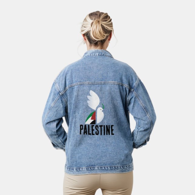 Veste En Jean Dove paisible avec Art Drapeau de Palestine libre (Modèle)