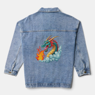 Veste En Jean dragon à cornes bleues