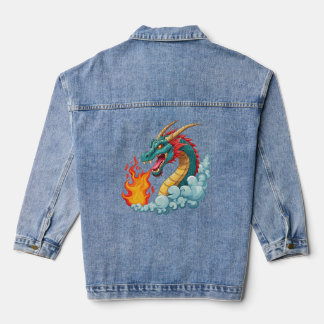 Veste En Jean dragon à cornes bleues