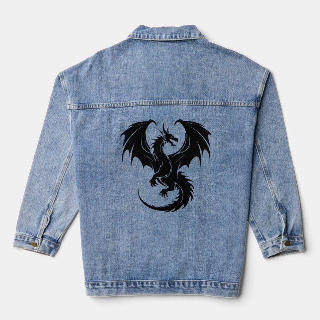 Veste En Jean dragon de couleur noire (Verso)