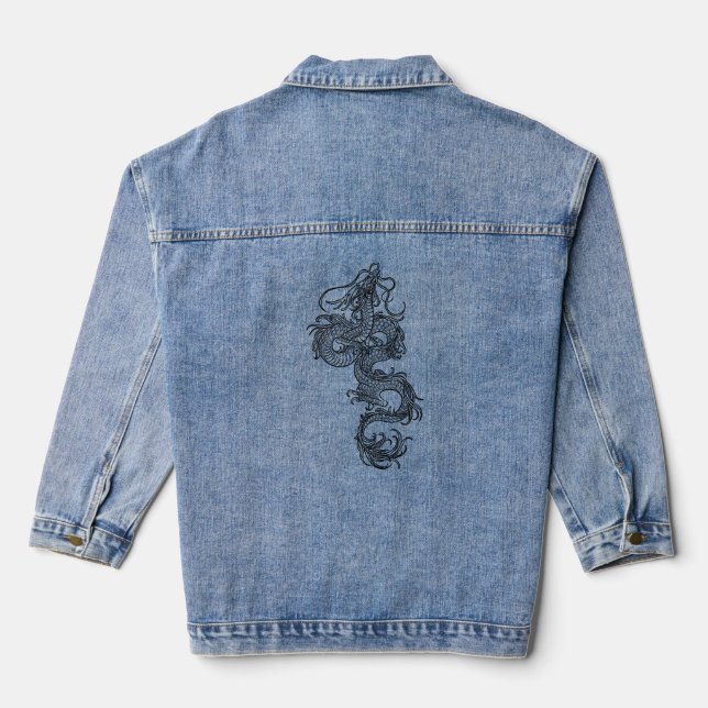 Veste En Jean dragon de couleur noire (Verso)