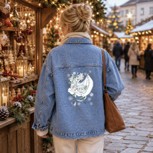 Veste En Jean Dragon de glace élégant blanc Roses bleues Fantais