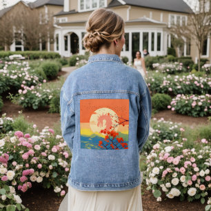 VESTE EN JEAN DRAGON DE MONTAGNE FLEUR NATURE 