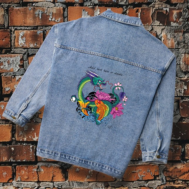 Veste En Jean Dragon d'eau chinois Poisson Koi (Créateur téléchargé)