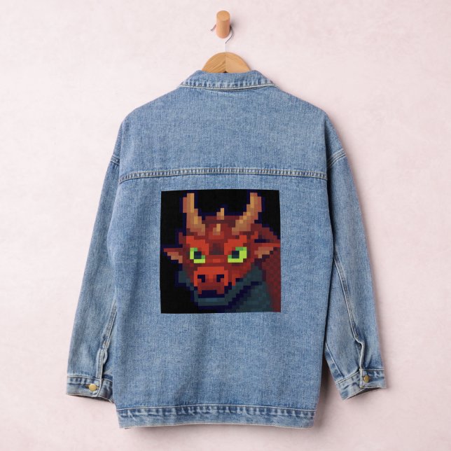 Veste En Jean Dragon rouge, dragon rouge, pixel (Hangar)