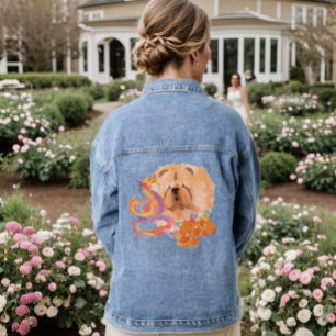 Veste En Jean DRAGON-TALEZ CHOW art sur le dos