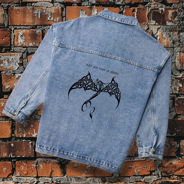 Veste En Jean Dragon tribal celtique noir blanc (Créateur téléchargé)