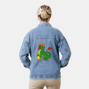 Veste En Jean Dragon vert chinois