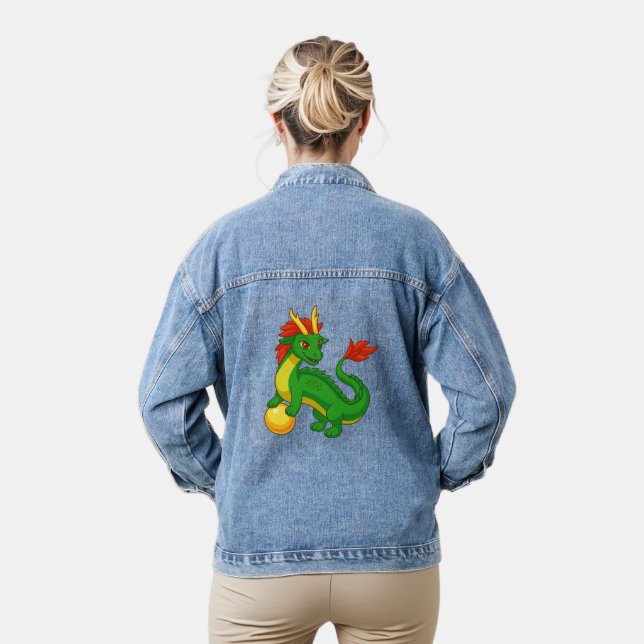 Veste En Jean Dragon vert chinois (Modèle)