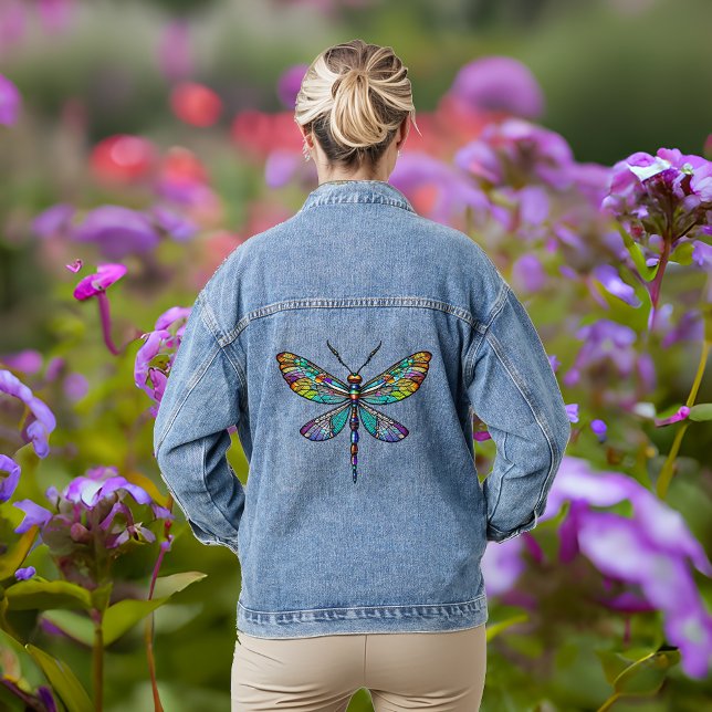 Veste En Jean Dragonfly Coloré Ai Art (Créateur téléchargé)