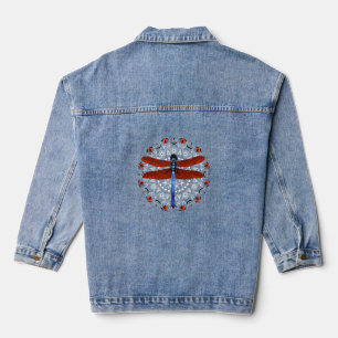 Veste En Jean Dragonfly Mandala Red Tulips Motif de libellules
