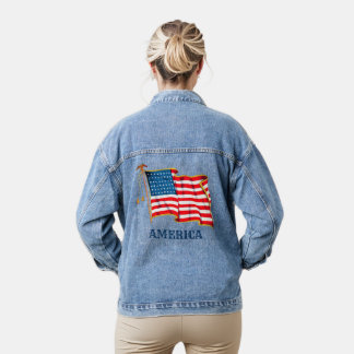 Veste En Jean Drapeau Américain