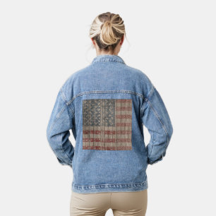 Veste En Jean Drapeau américain branché Motif tribal aztèque