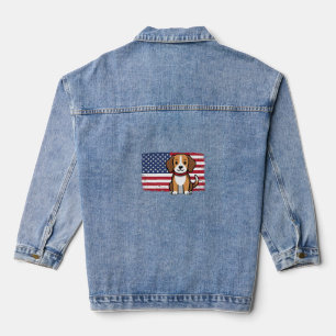 Veste En Jean Drapeau Américain Chien Vectoriel Patriotique