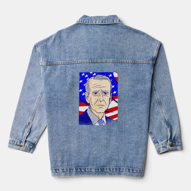 Veste En Jean drapeau américain du président biden (Verso)