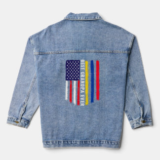 Veste En Jean Drapeau américain et drapeau de la Colombie Meille