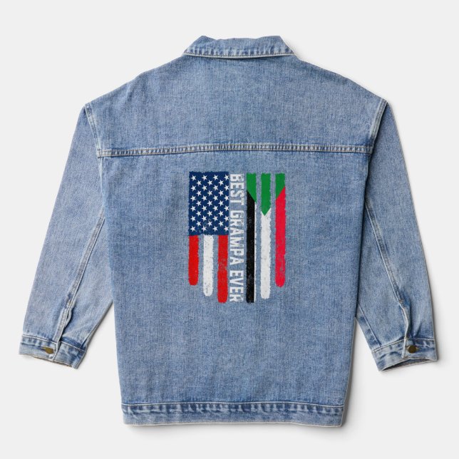 Veste En Jean Drapeau américain et drapeau du Soudan Meilleure f (Verso)