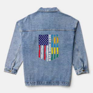 Veste En Jean Drapeau américain et drapeau rwandais meilleur Mim