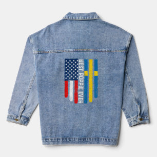 Veste En Jean Drapeau américain et drapeau suédois Meilleure pât