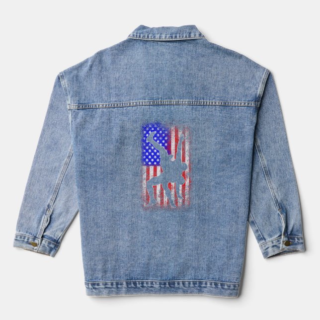 Veste En Jean Drapeau américain lutte T Chemise Drapeau américai (Verso)