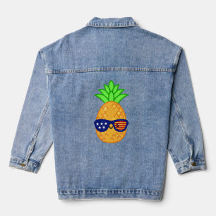 Veste En Jean Drapeau américain Patriot Ananas 4 juillet