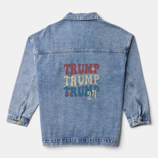 Veste En Jean Drapeau américain patriotique Trump 2024 4 juillet (Verso)