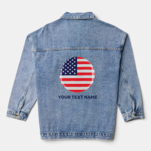 Veste En Jean Drapeau Américain Personnalisé Étoiles Patriotique
