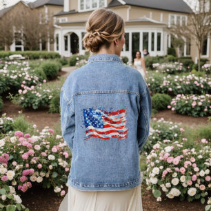 Veste En Jean Drapeau américain USA Aquarelle 4 juillet