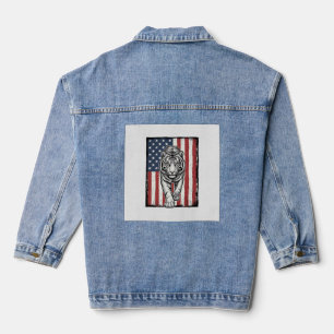 Veste En Jean Drapeau américain vintage gravé Tigre Design patri