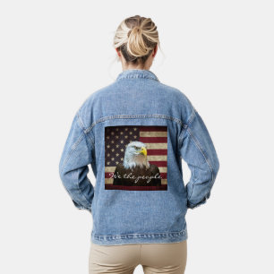 Veste En Jean Drapeau américain We The People Aigle chauve 