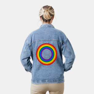 Veste En Jean DRAPEAU ARC-EN-CIEL - RAYURES - Couleurs LGBT Anne