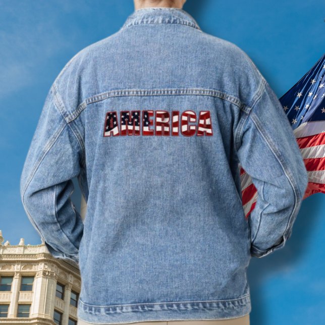 Veste En Jean Drapeau bleu Denim Jean Jacket America USA (Créateur téléchargé)