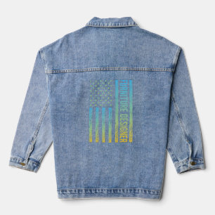 Veste En Jean Drapeau bleu jaune USA - Meubles Designer