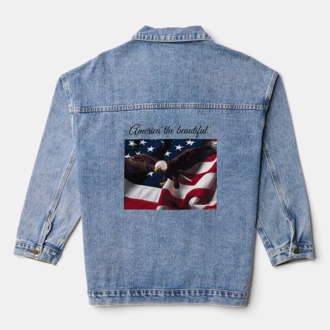 Veste En Jean Drapeau d'aigle américain Denim Jacket (Verso)