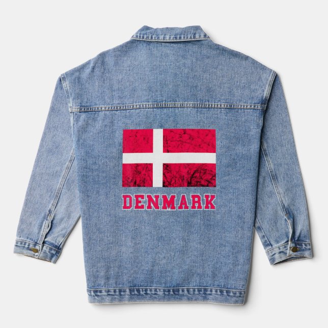 Veste En Jean Drapeau Danemark Dannebrog Retro Danois Pride Dano (Verso)
