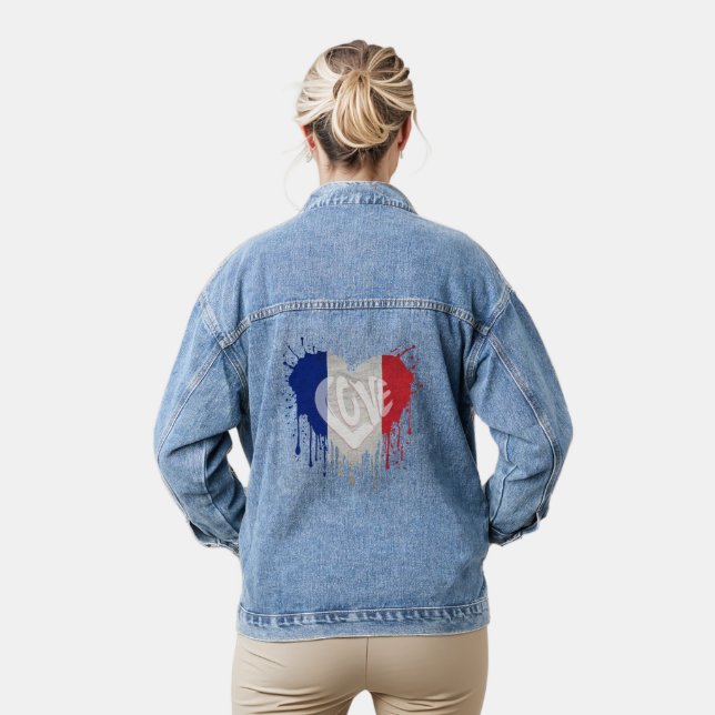 Veste En Jean Drapeau de la France amour (Modèle)