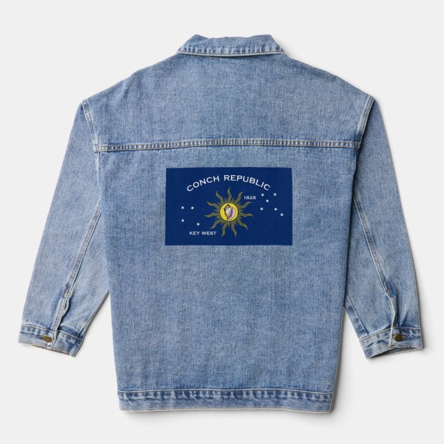 Veste En Jean Drapeau de la République de Conch, Drapeau de Key  (Verso)