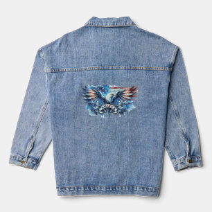 Veste En Jean Drapeau de l'aigle et des USA.Patriotique.