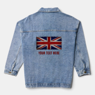VESTE EN JEAN DRAPEAU DE PAYS VINTAGE PERSONNALISÉ TEXTE
